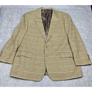 SOUTHWICK Made in USA Vintage Houndstooth Check Brown Wool Tweed Sport Coat 48R